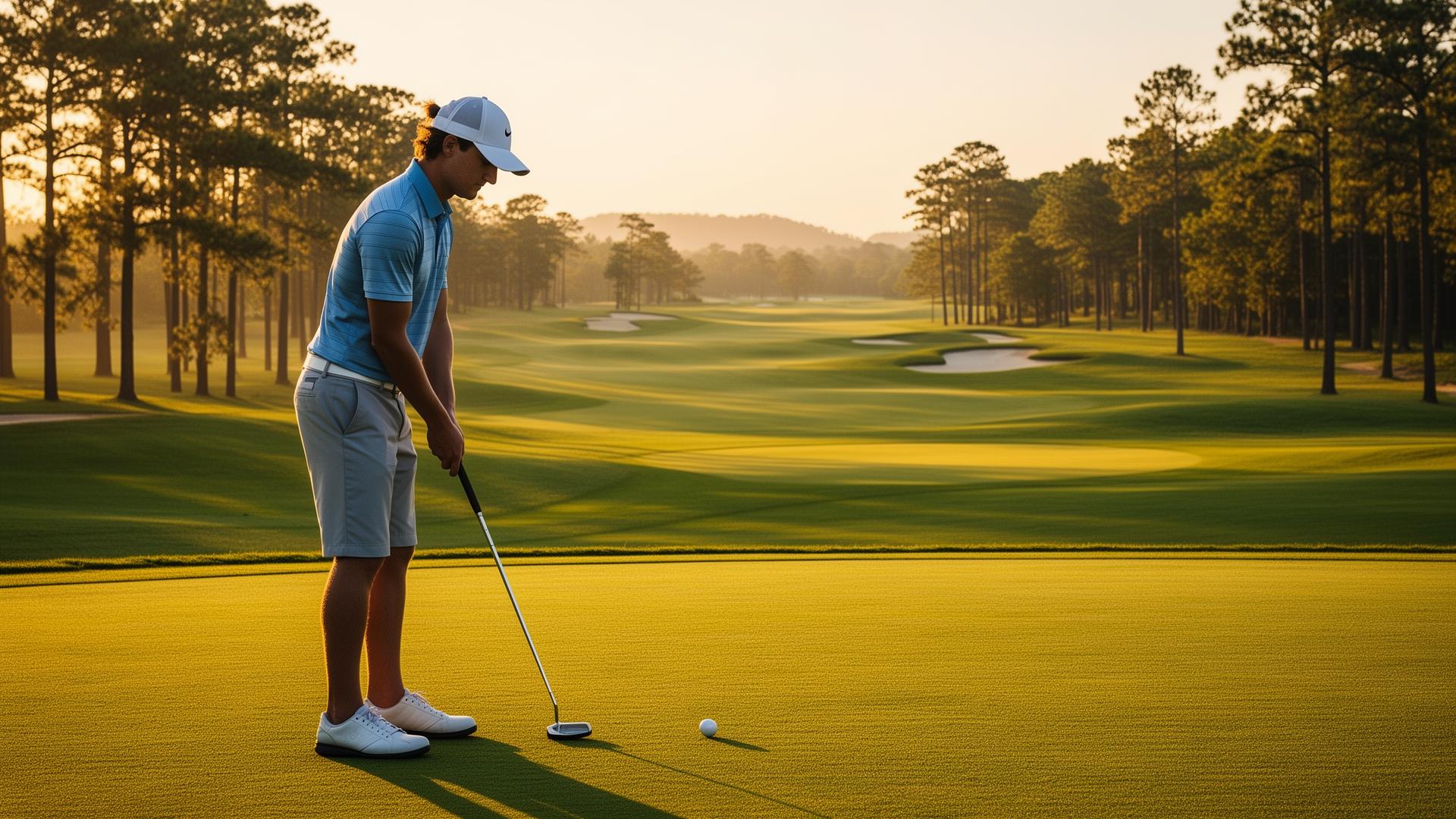 Golfer walking calmly after a shot